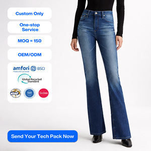 SHENGFU <span class=keywords><strong>Jean</strong></span> en denim évasé taille haute <span class=keywords><strong>push</strong></span>-<span class=keywords><strong>up</strong></span> pour <span class=keywords><strong>femme</strong></span>, coupe slim, extensible, élastique, vintage, délavé, sculptant, pantalon de mode OEM - Product Image 1