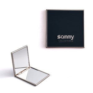 High Quality Thin Unique Fashion Soft Enamel Custom Logo <b>Square</b> Dual Side Brand Name Pocket Compact <b>Mirror</b> - Product Image 3