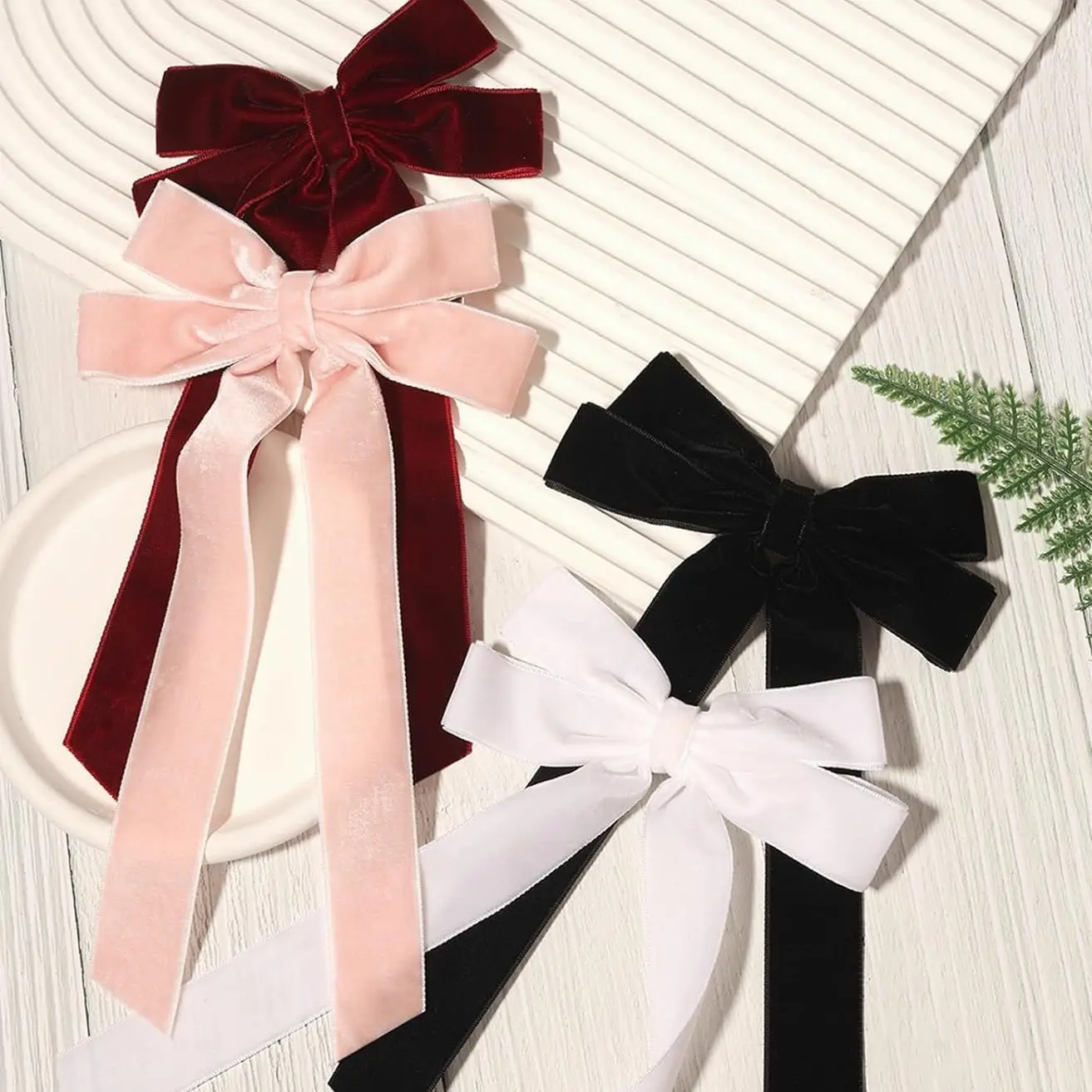 New velvet ribbon hair bow sweet hair bow long tail bowknot bow clip for women hair accessory