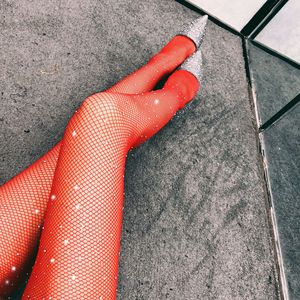 Collants Sexy pour Femmes Matures avec Strass, Quatre Côtés Ajourés, Brillants, en Maille de Pêche - Product Image 6