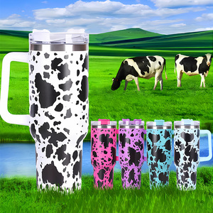 Taza de Cerveza de Viaje Personalizada de Acero Inoxidable de 40 oz con Diseño de Leopardo y Bandera Nacional de EE. UU., Asa y Pajita, 8 Colores Clásicos - Product Image 4