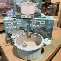 Panci Masak Tekanan Mikro Roma Anti Lengket dengan Tutup Kaca, Gagang Kunci Ganda Berhias Bunga Emas, untuk Sup, Rebusan, dan Casserole