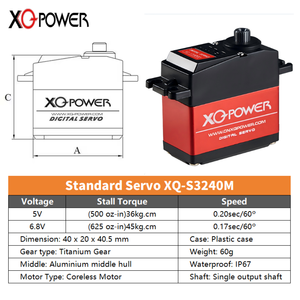 Servomotore XQ POWER 20KG Completamente Personalizzabile, Lunga Durata, Alloggiamento in Alluminio, PWM RC, Senza Limiti, Digitale per Auto RC - Product Image 5