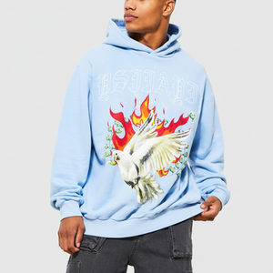 เสื้อฮู้ดผู้ชายผ้าคอตตอนผ้าฟลีซพิมพ์ลาย100% ล้วนน้ำหนักเบา - Product Image 1