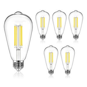 Juego de 6 Bombillas LED ST58 ST19 de 8W, E26, Color Ámbar Blanco Cálido, Regulables, Estilo Vintage, Carcasa de Lámpara Antigua - Product Image 1