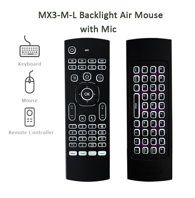 2.4G MX3 Fly Air Mouse Voice Remote Control Backlight Mini Keyboard Wireless USB Learning 3-axis Gyro for Android TV Box PC