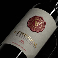 Étiquettes personnalisées de luxe en relief avec feuille d'or pour bouteilles de vin rouge, résistantes à l'eau