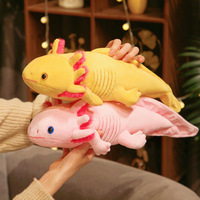 Boneka Dinosaurus Heksagon Axolotl Lintas Batas dengan Isian Kapas PP, Hadiah Hari Anak yang Lucu untuk Usia 14 Tahun ke Atas