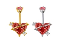 Freya Doppel-Zirkon Herz Chirurgischer Edelstahl Bauchnabelpiercing Schmuck Modische Bauchnabelringe Körper Bauchnabelpiercing Schmuck