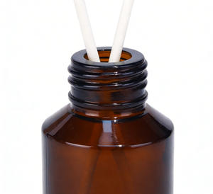 Customizable Multi-Size Slope Shoulder Threaded Amber Glass Diffuser <strong>Bottle</strong> with Cork, Reeds, Caps &amp; Gift Box for Aromatherapy - Product Image 4