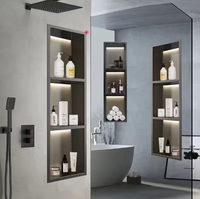 Niche de douche LED noire mate sur mesure avec dimensions personnalisées, en acier inoxydable 304, pour usage hôtelier