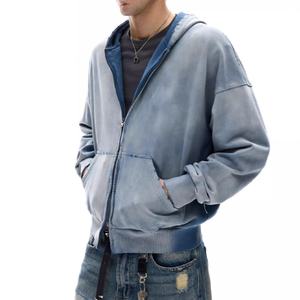 Sweat-shirts pour hommes personnalisés avec logo, confortables, style vintage délavé et vieilli, coupe ample, pour la vente en gros - Product Image 3