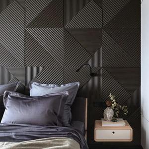 MUMUカービング3Dエフェクトブラックウォールボードクラッディングモダンアート屋内装飾ウッドストリップウォールスラットパネル - Product Image 1