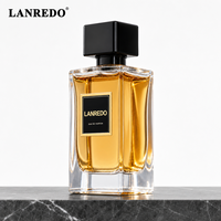 Flacon de parfum vide personnalisé en verre, flacon de parfum de luxe pour homme, 30 ml, 50 ml, 100 ml, flacon de parfum carré à bouchon noir avec boîte