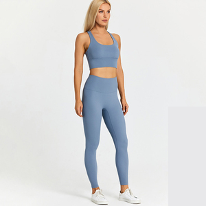 Giogo nuovo autunno e inverno moda palestra indossare da donna collant Crop Top 2 pezzi senza cuciture manica lunga Fitness Yoga Set - Product Image 5