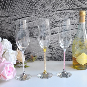 Custom Printed clear CRYSTAL elegant stem flutes champagne glasses with logo from the wedding - Product Image 3