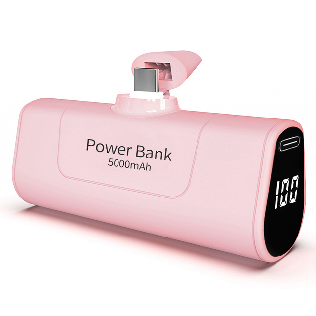 Wisdom-Tech WT-M60B Portable Bank 5000mah 15W Fast Charging LED Display Li-Polymer Battery Hiking Compact Cassette Solar Water