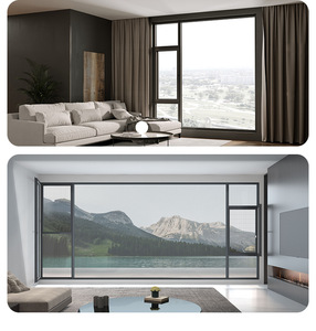Fenêtre à auvent horizontale à double vitrage en alliage d'aluminium avec ouverture battante, moustiquaire en acier inoxydable et enrouleur de chaîne, panneau fixe - Product Image 2