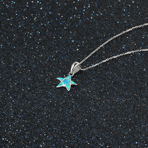Factory Wholesale Original Design Delicate S925 Sterling Silver Opal Star Pendant Necklace Women's Jewelry Exquisite <b>Gift</b> - Product Image 6