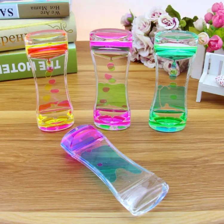 Liquid Sand Timer Hourglass Crafts Room Decoration Two-Color Oil Spill Toys Timer Creative Floating Acrylic Oil Water Drops Drip