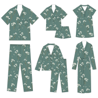 Ensemble de pyjama court en coton de bambou biologique avec imprimé personnalisé, ensemble de pyjama pour femmes, pyjama en coton pour femmes, vêtements de nuit pour femmes