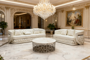 Juego de Sofás Chesterfield Italianos de Lujo, Tapicería de Terciopelo con Mechones, para Sala de Estar, Hogar, Villas, Hoteles, Relleno de Esponja, Material de Tela - Product Image 3