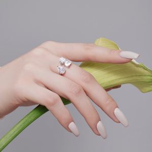 Dylam Nouvelle Bague Ajustable Ouverte en Argent Sterling Massif, Bijoux de Mode Élégants et Raffinés, Formes Multiples, Zirconia 1ct 5A - Product Image 3