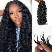 Extensiones de Cabello Humano de Alta Calidad, Tipo Crochet, Pre-Separadas, con Hilo Invisible, Pequeñas Espirales Rizadas