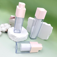 15 ml 30 ml 50 ml bouteille d'essence carrée à tête de presse à rotation cachée émulsion bouteille sans air