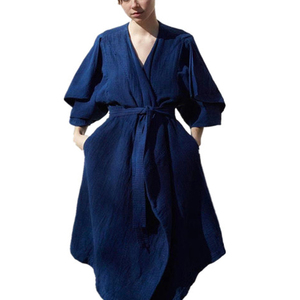 2021 <span class=keywords><strong>bianco</strong></span> Vintage di alta qualità estate abiti Casual in cotone <span class=keywords><strong>lino</strong></span> Midi - Product Image 6