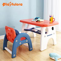 Ensemble table et chaises en plastique pour enfants, personnalisable, design moderne, pour la maison, l'école, l'hôtel, design sécurisé, thème éléphant, 3 couleurs, service OEM/ODM