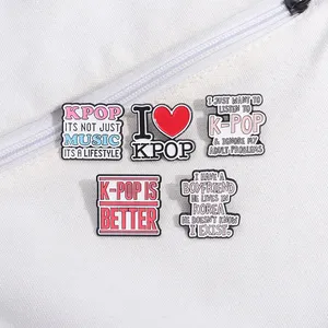 Creative I Love Kpop Music Épingles en émail La musique est un style de vie Broches Citation inspirante Badge en métal Accessoires Bijoux Cadeaux - Product Image 3