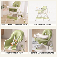 Chaise haute bébé en gros, extra large, anti-renversement, avec ceinture de sécurité 5 points, plateau double couche amovible, porte-gobelet, cadeau