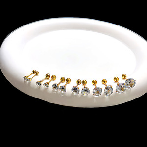 <b>Helix</b> Cartilage <b>Stud</b> Earrings Stainless Steel | 0.8mm Thread Rod Zirconia Body Piercing Jewelry Wholesale - Product Image 2