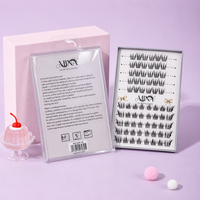 Kit de faux cils en grappe DIY semi-artisanaux, sans cruauté animale, avec bande de base en coton noir, effet léger et vaporeux, grappes de cils individuels en forme de fleur