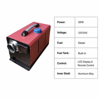 Yatay Dizel Hava Isıtıcısı 5KW 12V/24V Hepsi Bir Arada, Dahili Depo, Uzaktan Kumanda ve LCD Monitörlü, Kamyon, Karavan, Van için