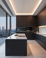 Dernière Génération de Meubles de Cuisine Modulaires Modernes avec Système LED Automatique Tactile (Marche/Arrêt), Conception Écologique et Ignifuge, Incluant un Tiroir Coulissant