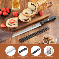 Couteau à pain dentelé de 8 pouces avec couvercle, manche ergonomique, couteau à trancher le pain, couteau à pâtisserie en acier inoxydable avec manche ergonomique