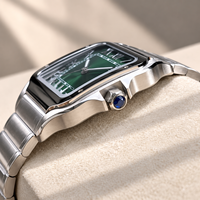 Montre carrée étanche de créateur, bracelet en acier inoxydable de haute qualité à dégagement rapide, verre saphir