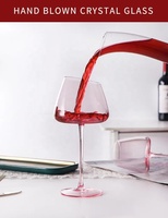 Verres à vin rouge rose moderne à longue tige, sans plomb soufflé à la main, verres à Champagne rose en cristal de qualité supérieure
