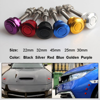 Penutup Kap Mesin Mobil Universal Bumper Depan Tombol Tekan 45mm Serat Karbon Aluminium Logo Kustom 25mm 30mm Pin Kap Mesin Lepas Cepat