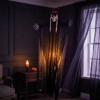 Grand squelette fantôme suspendu d'Halloween de 180 cm avec chapeau, accessoire d'horreur réaliste pour la décoration de maison hantée ou de jardin