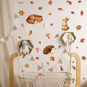 MS6306 pegatinas decorativas autoadhesivas de acuarela con diseño de oso pardo de bosque de otoño y frutos de arce - Product Image 1