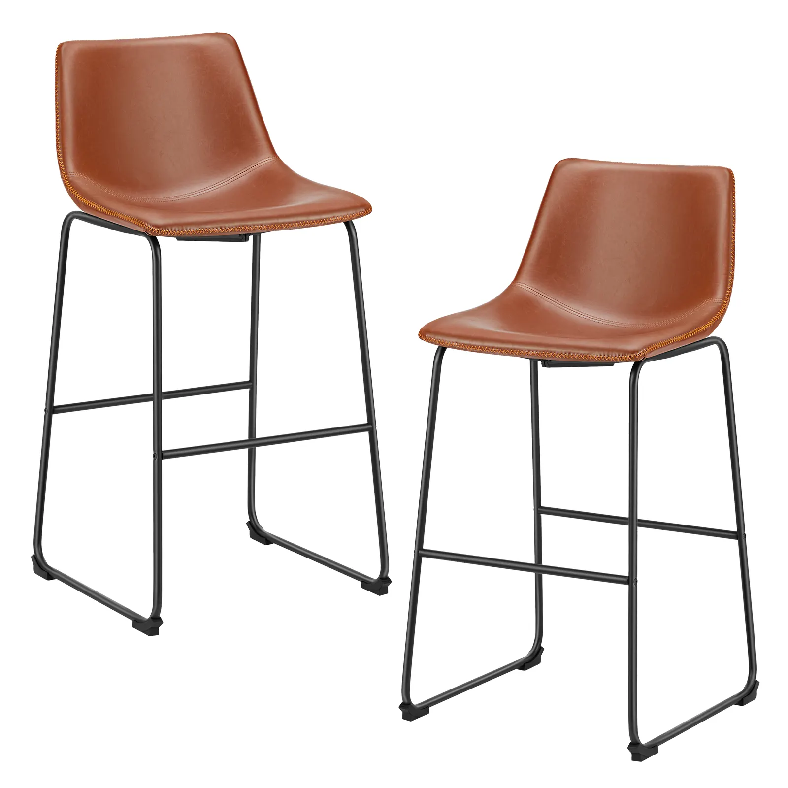 Барные стулья высотой 29 дюймов легко чистятся с кожаной спинкой без нарукавников высокие стулья для кухни набор из 2