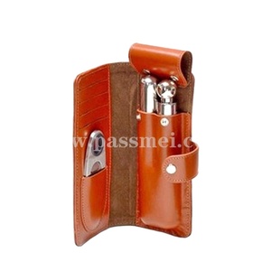 leather designer cigar travel case bifold cigar gift holder with cutter
