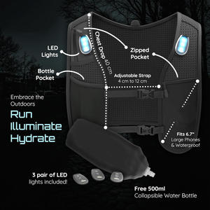Custom Lightweight Adjustable Strap Neoprene BPA Water Bottle Phone Storage Hydration Running Vest Jogging <strong>Bag</strong> - Product Image 2