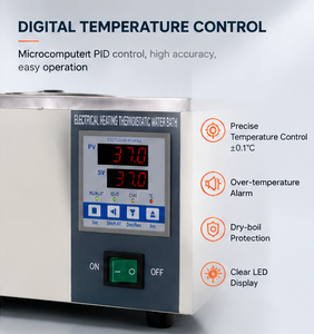 Laboratuvarlar İçin Sabit Sıcaklıklı Dijital Göstergeli Su Banyosu, 1, 2, 4, 6 ve 8 Delikli Elektrikli Isıtıcılar - Product Image 4