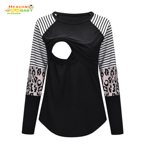 <span class=keywords><strong>T</strong></span>-<span class=keywords><strong>shirt</strong></span> décontracté à rayures pour femmes, vêtement confortable et doux <span class=keywords><strong>de</strong></span> haute qualité, pour allaiter son bébé, vente en gros, - Product Image 4