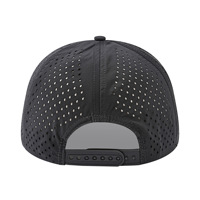 Casquette de baseball 5 panneaux en polyester blanc personnalisée de haute qualité, imperméable, avec perforations découpées au laser en forme de feuille, pour papa, sport, plage
