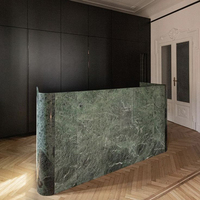 Table de réception en pierre naturelle de luxe avec éclairage LED, bureau d'accueil en forme de L, ovale, pour spa, petite taille